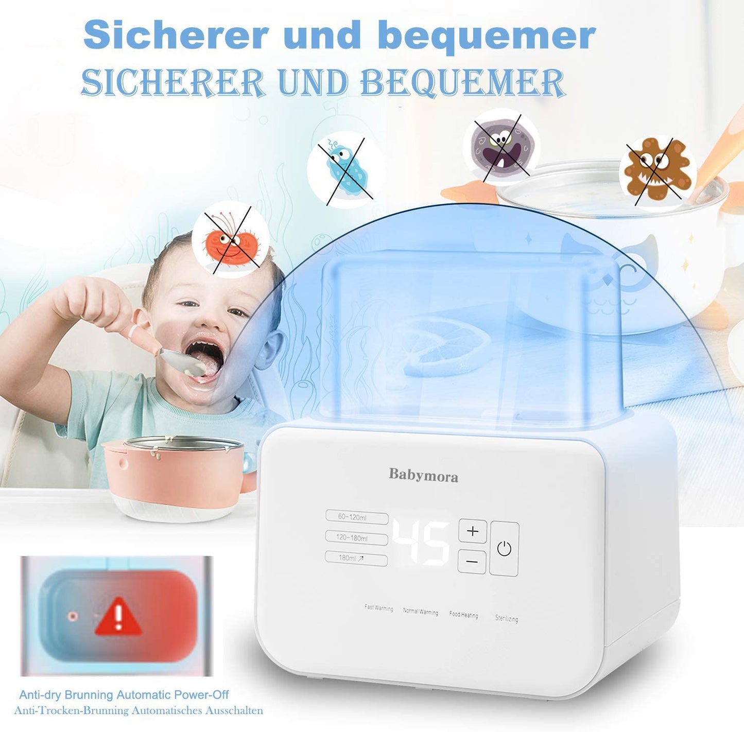 BABYMORA Bottle Warmer 8-in-1 Fast Baby Food Heater&BPA-Free Warmer